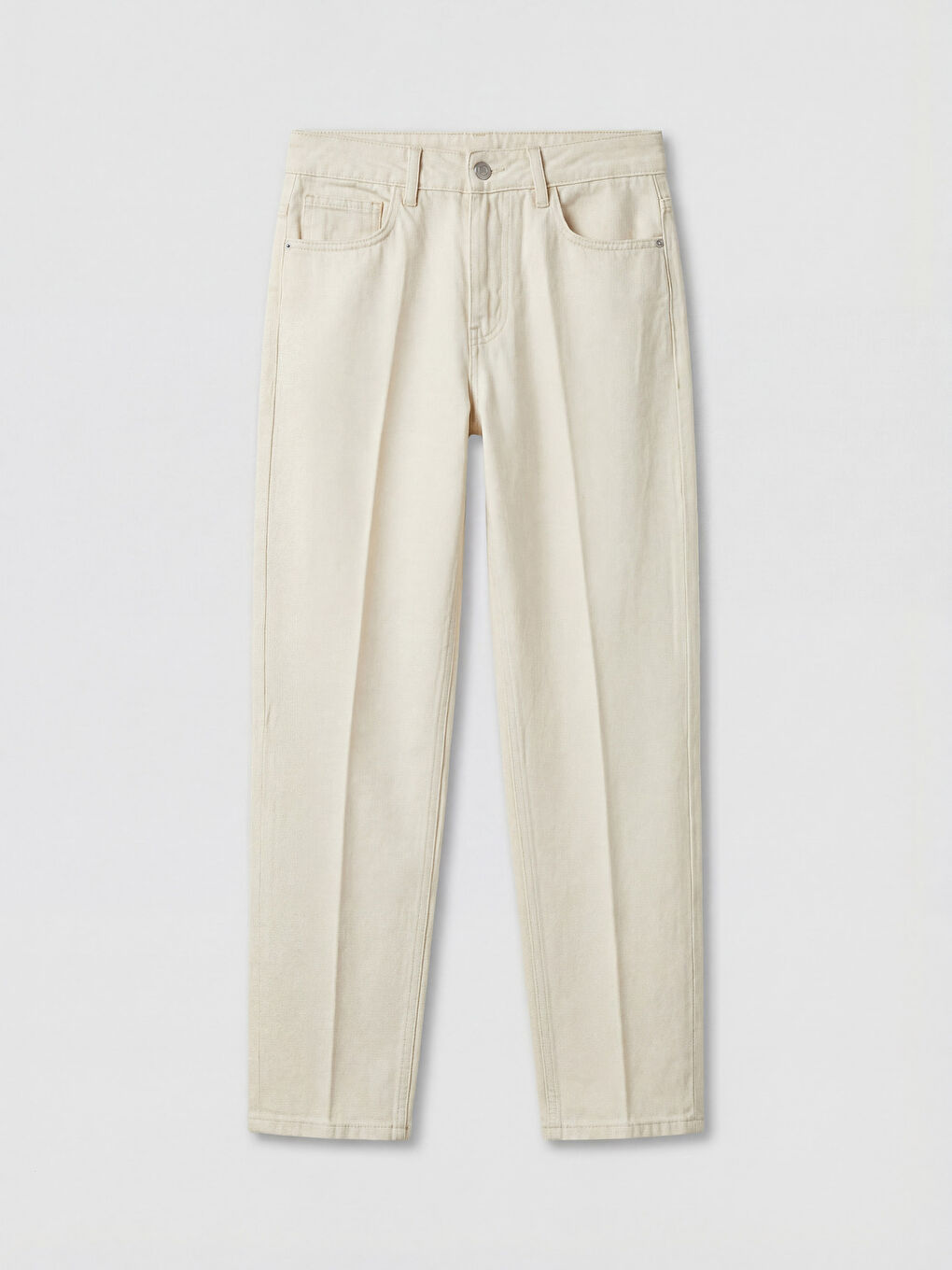 Ekru Barrel Fit Kadın Jean Pantolon