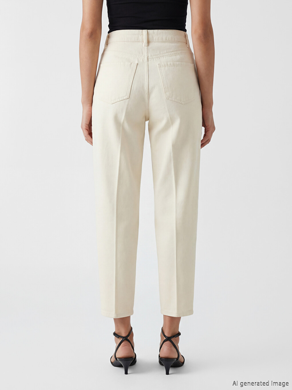 Ekru Barrel Fit Kadın Jean Pantolon-3