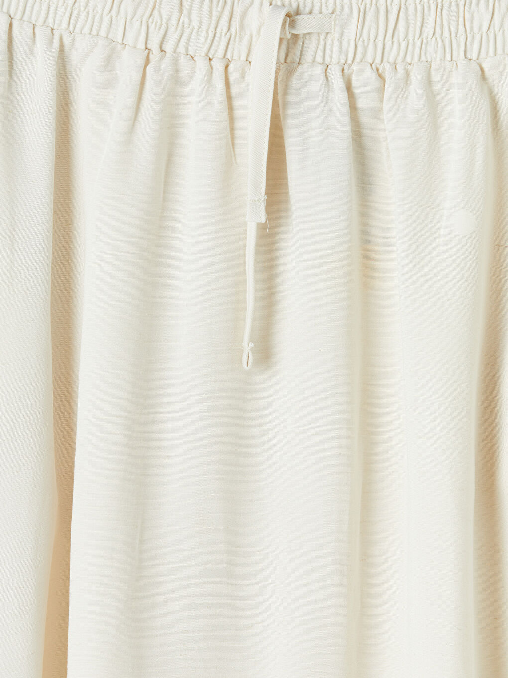 Elastic Waist Linen Blend Flared Skirt-1