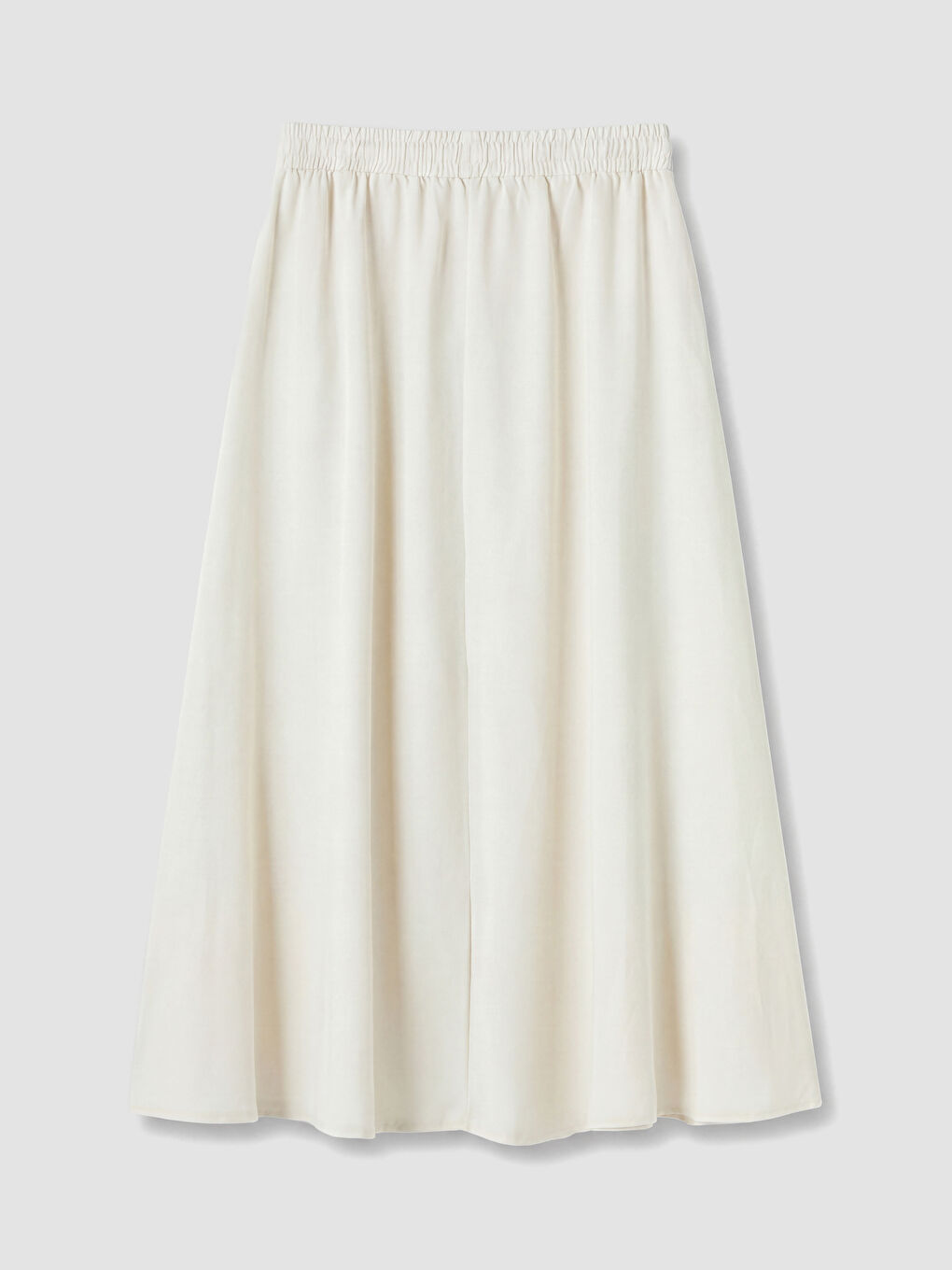 Elastic Waist Linen Blend Flared Skirt-2