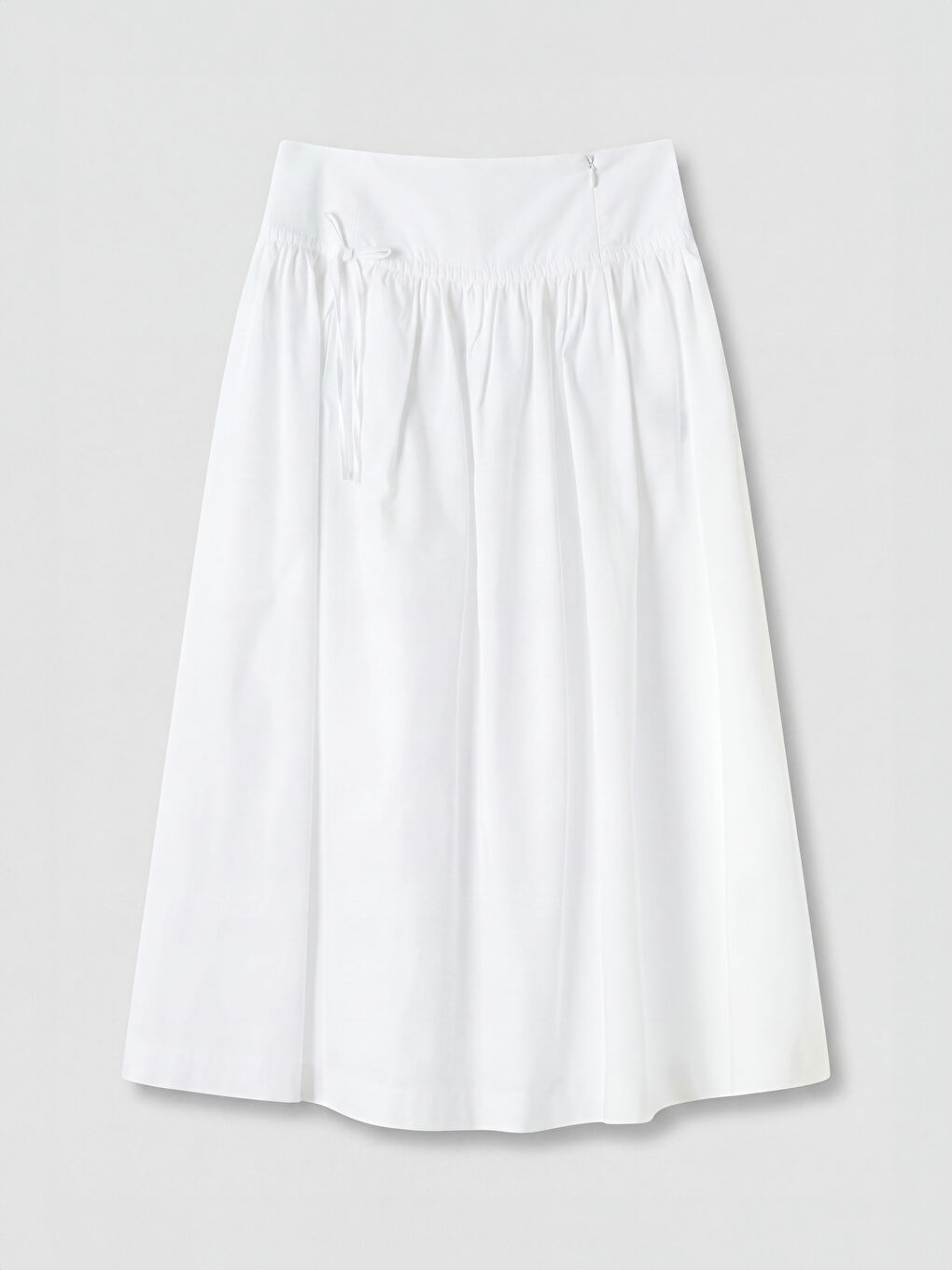 Ekru Beli Lastikli Poplin Kloş Etek-1
