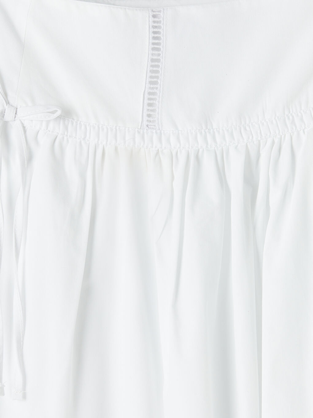 Ekru Beli Lastikli Poplin Kloş Etek-2
