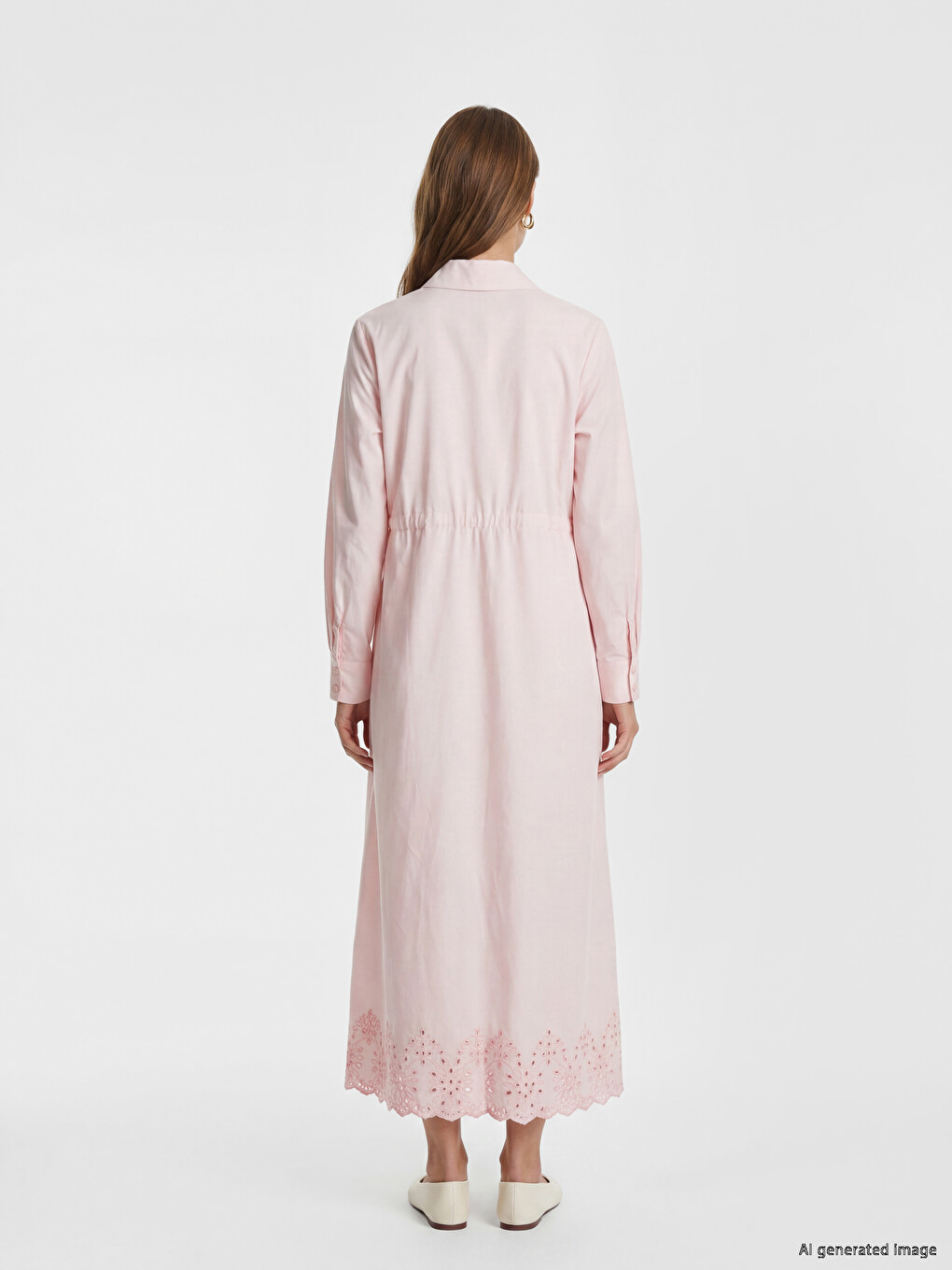 Shirt Collar Waist Tied Dress-3