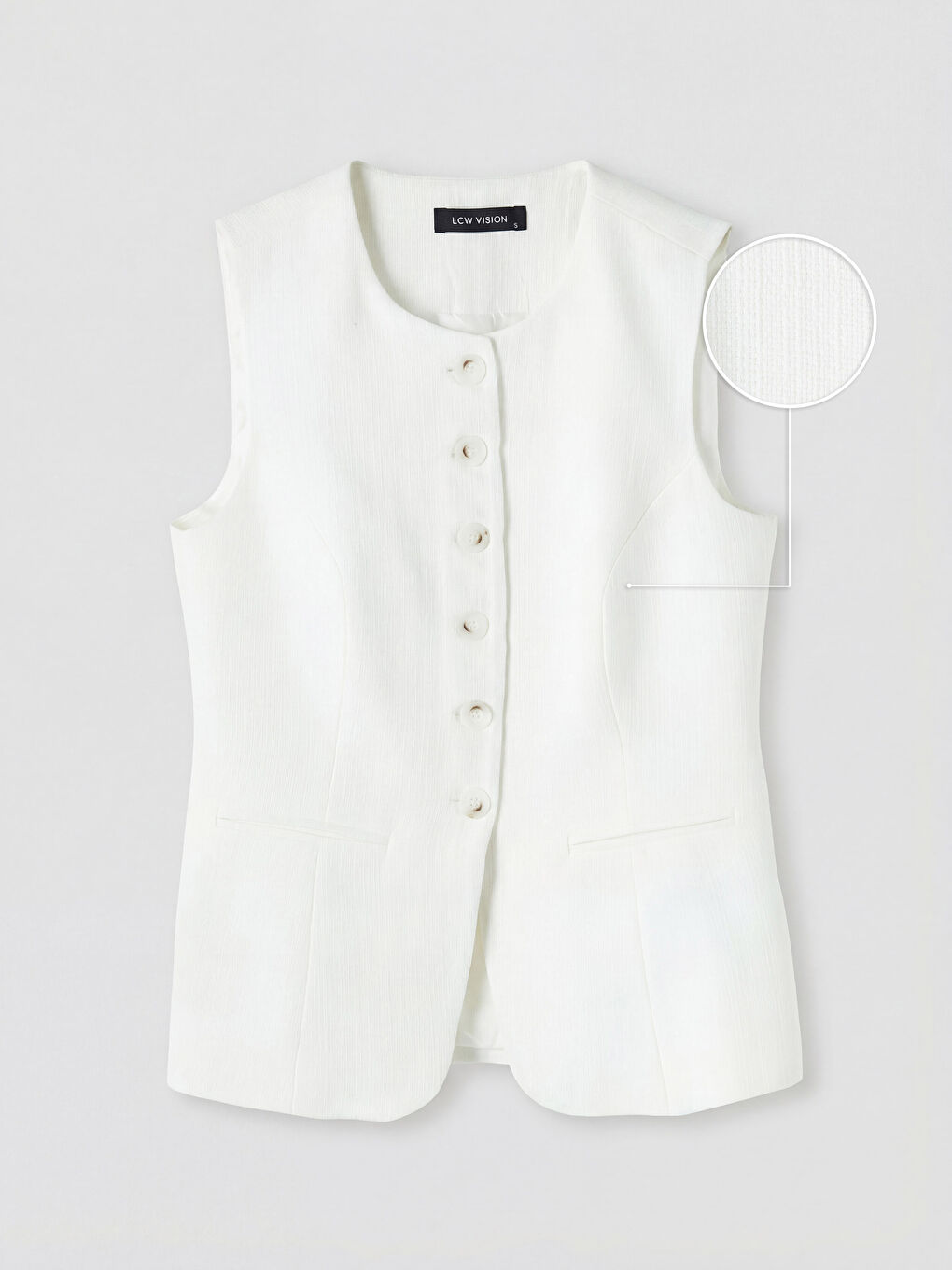 Ekru Bisiklet Yaka Poplin Kadın Klasik Yelek