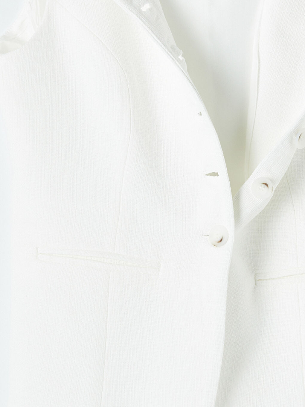 Ekru Bisiklet Yaka Poplin Kadın Klasik Yelek-3