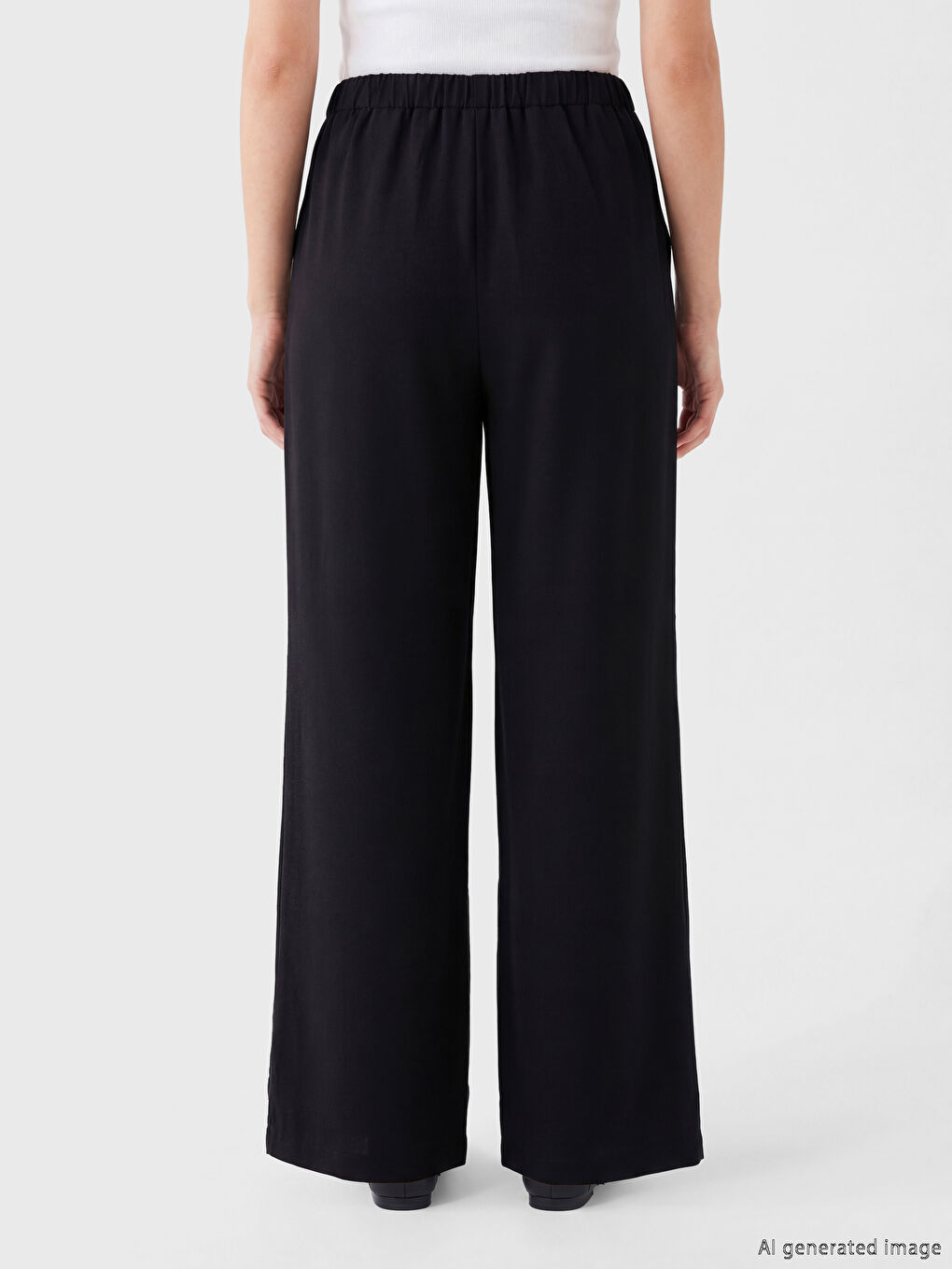 Siyah Beli Lastikli Taşlı Kadın Pantolon-2