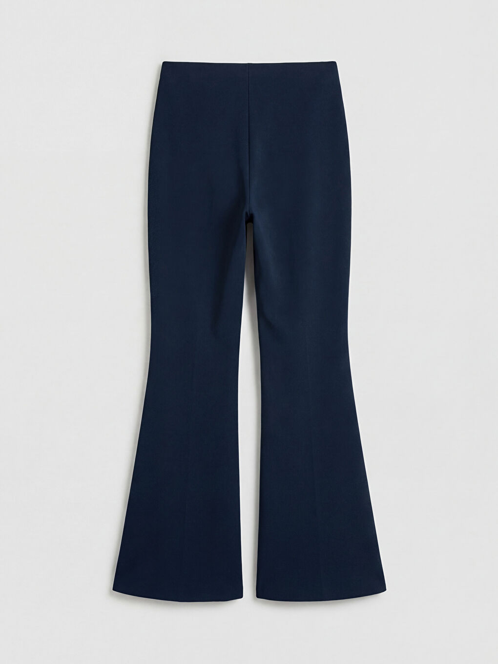 Lacivert Beli Lastikli İspanyol Paça Kadın Pantolon-1