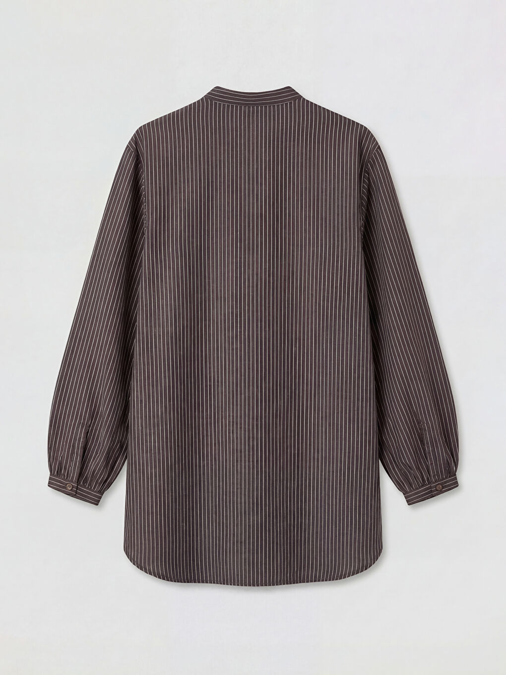 Kahverengi Hakim Yaka Çizgili Kadın Gömlek Tunik-1