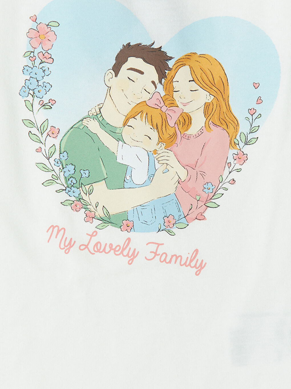 Beyaz Bisiklet Yaka Baskılı Kız Çocuk 2'li Tişört-4