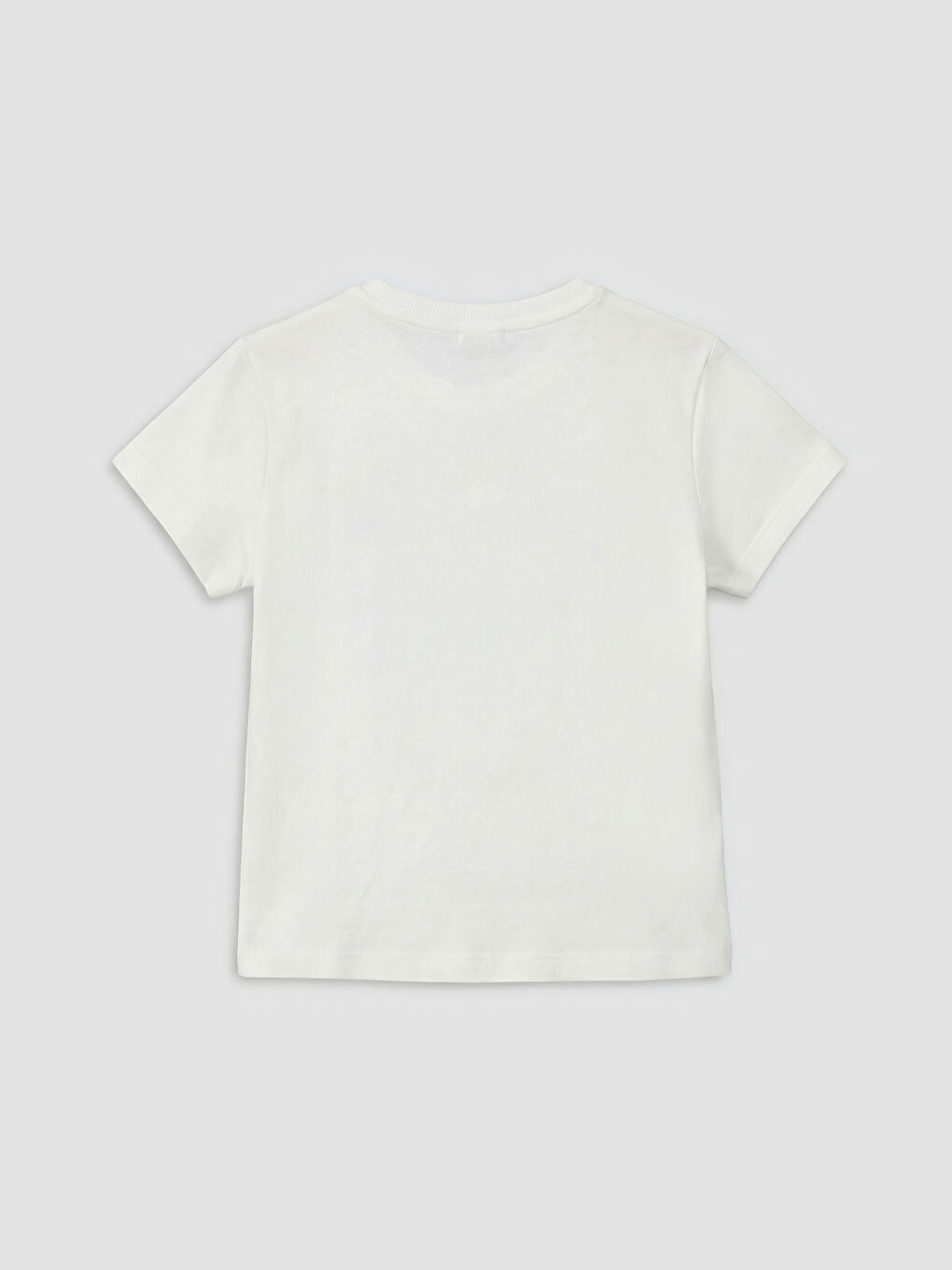 Beyaz Bisiklet Yaka Baskılı Kız Çocuk 2'li Tişört-5