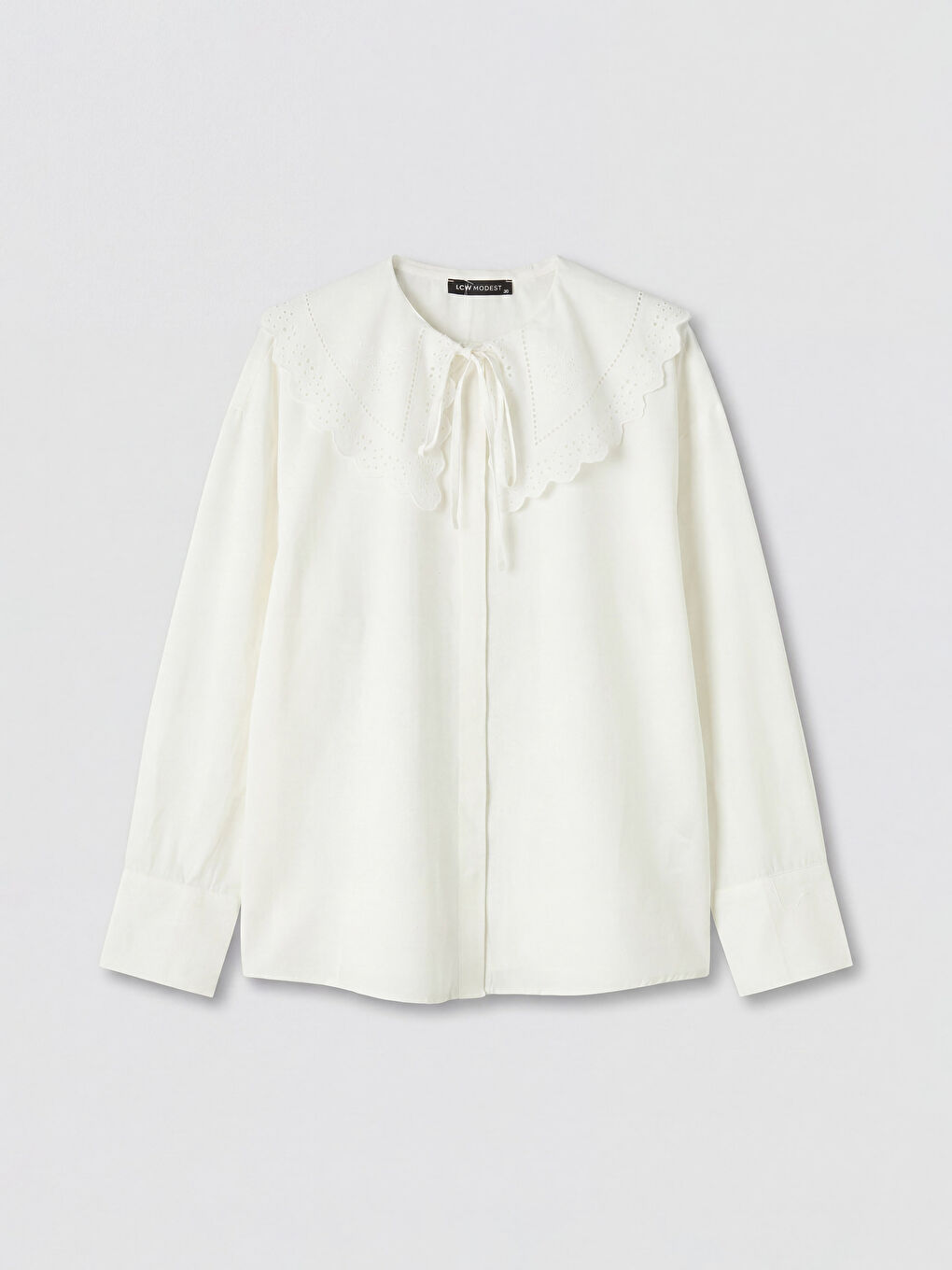 Ekru Bebe Yaka Nakışlı Kadın Gömlek Tunik