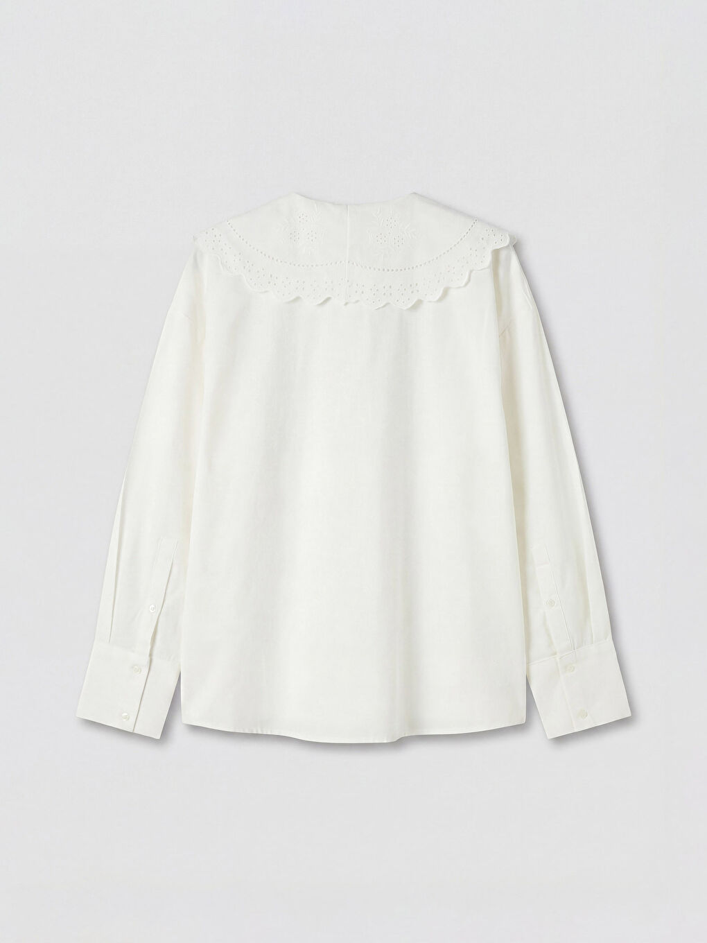 Ekru Bebe Yaka Nakışlı Kadın Gömlek Tunik-1