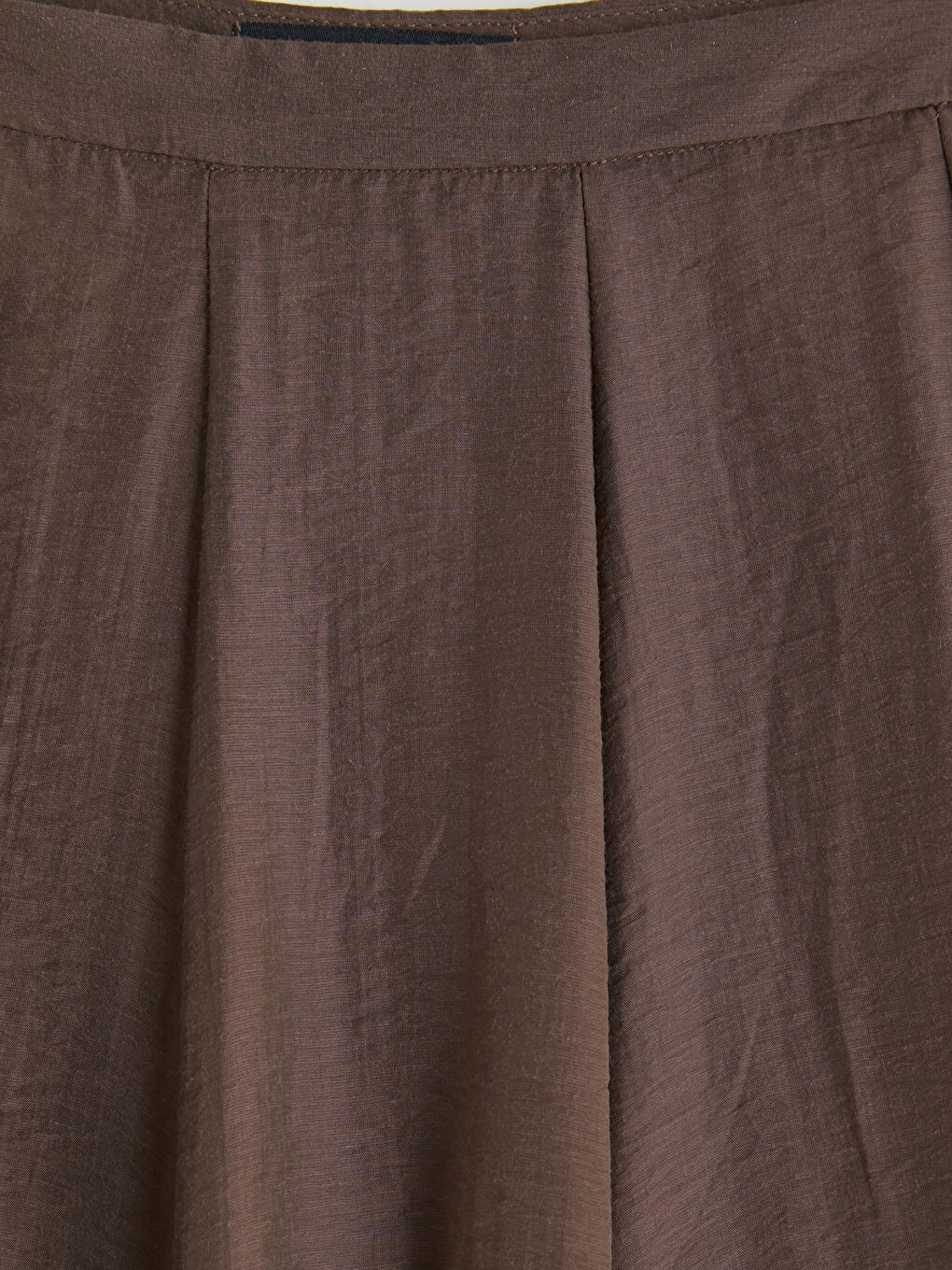 Kahverengi Beli Fermuarlı Kloş Etek-2