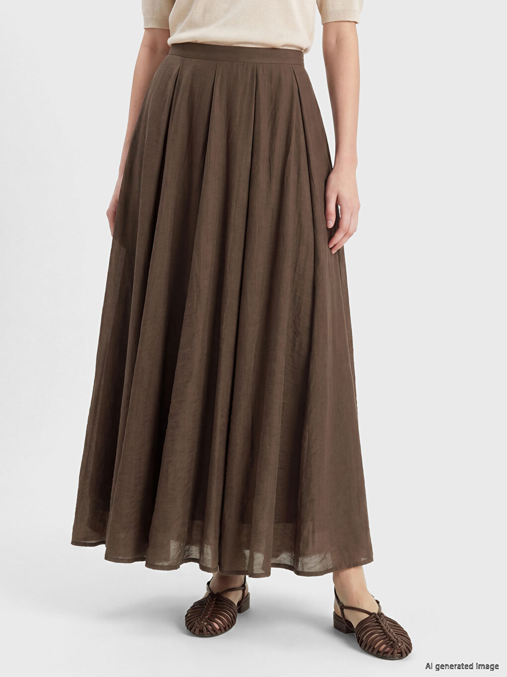 Waist Zippered Flared Skirt-1