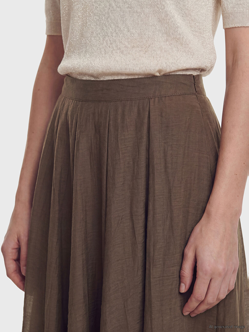 Waist Zippered Flared Skirt-2