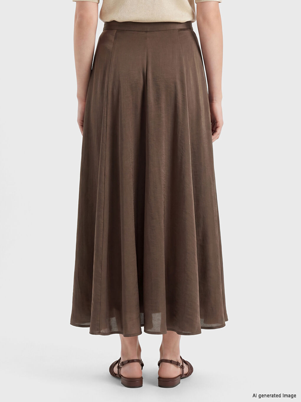 Waist Zippered Flared Skirt-3