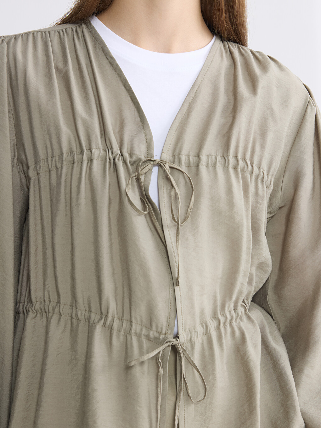 V Neck Tie Detail Women's Kimono-2