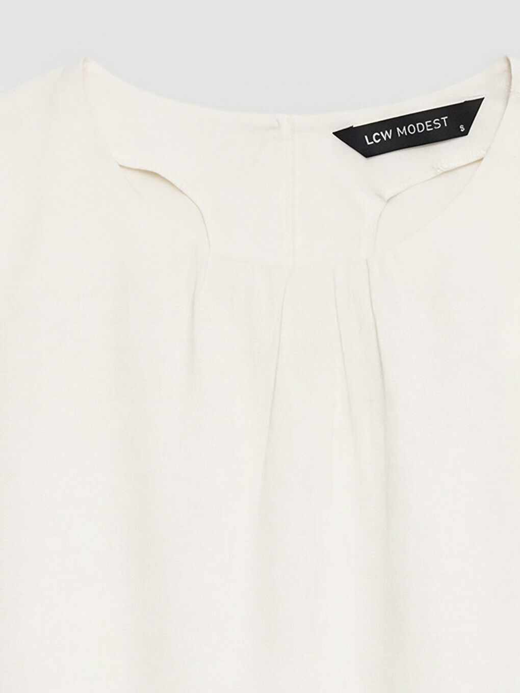 Ekru Bisiklet Yaka Modal Karışımlı Bluz-2