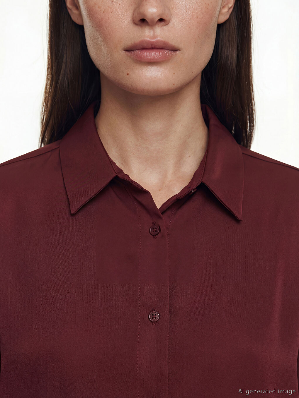 Kırmızı Saten Kadın Gömlek-3