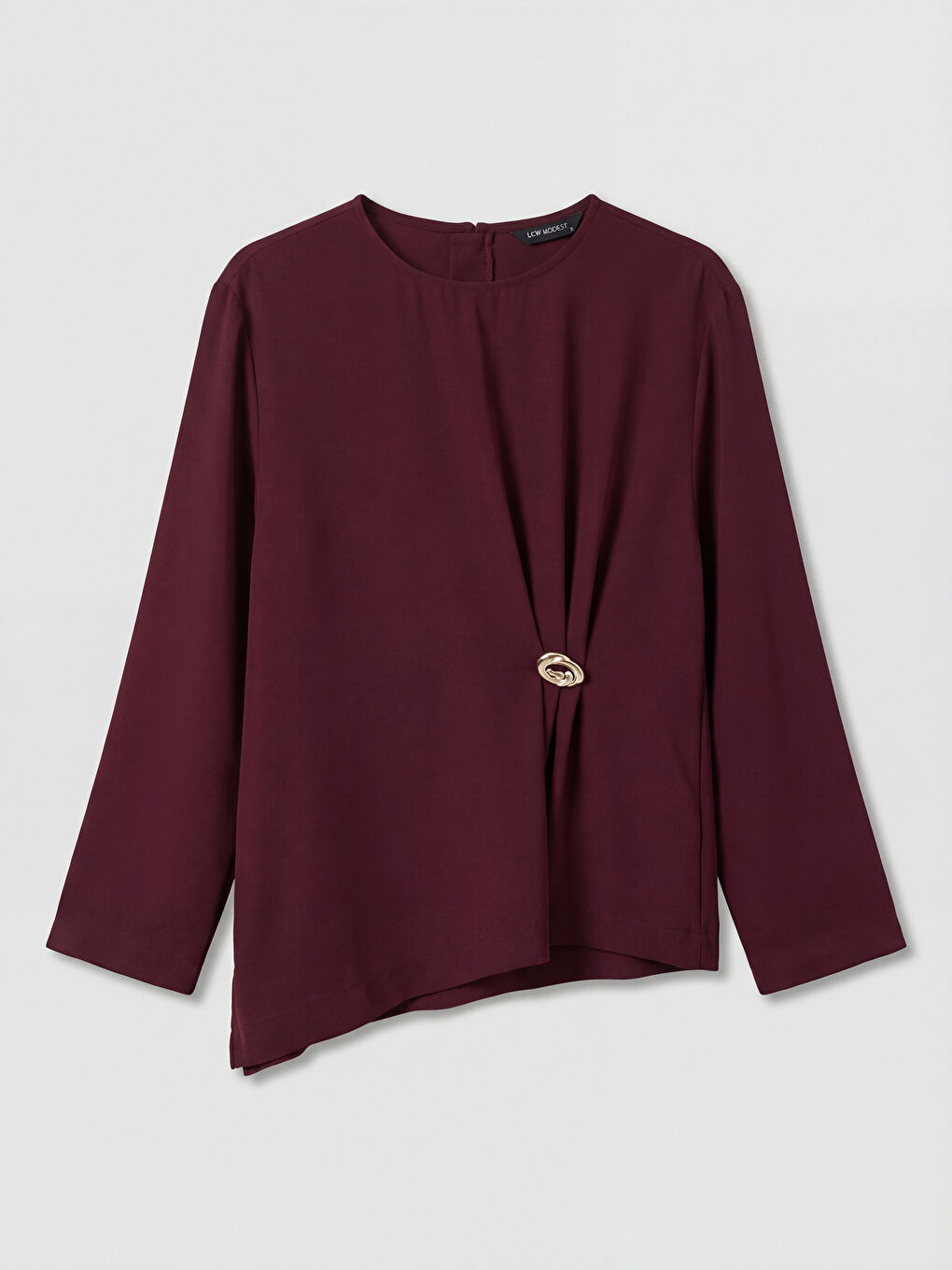 Bordo Bisiklet Yaka Büzgülü Bluz