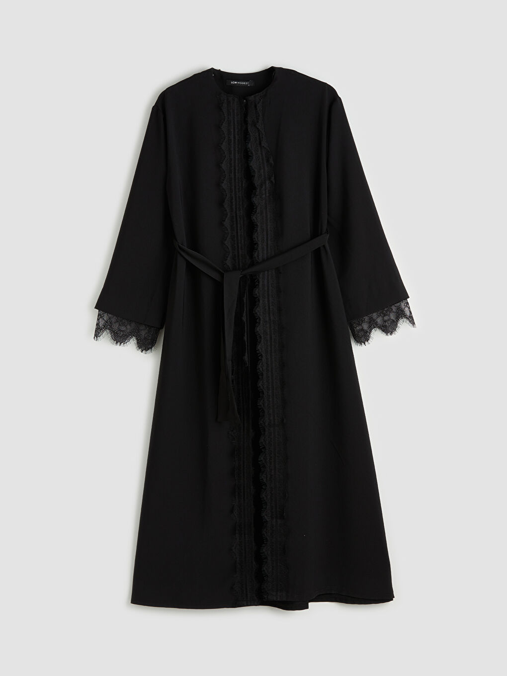 Siyah Bisiklet Yaka Krep A Kesim Elbise-3