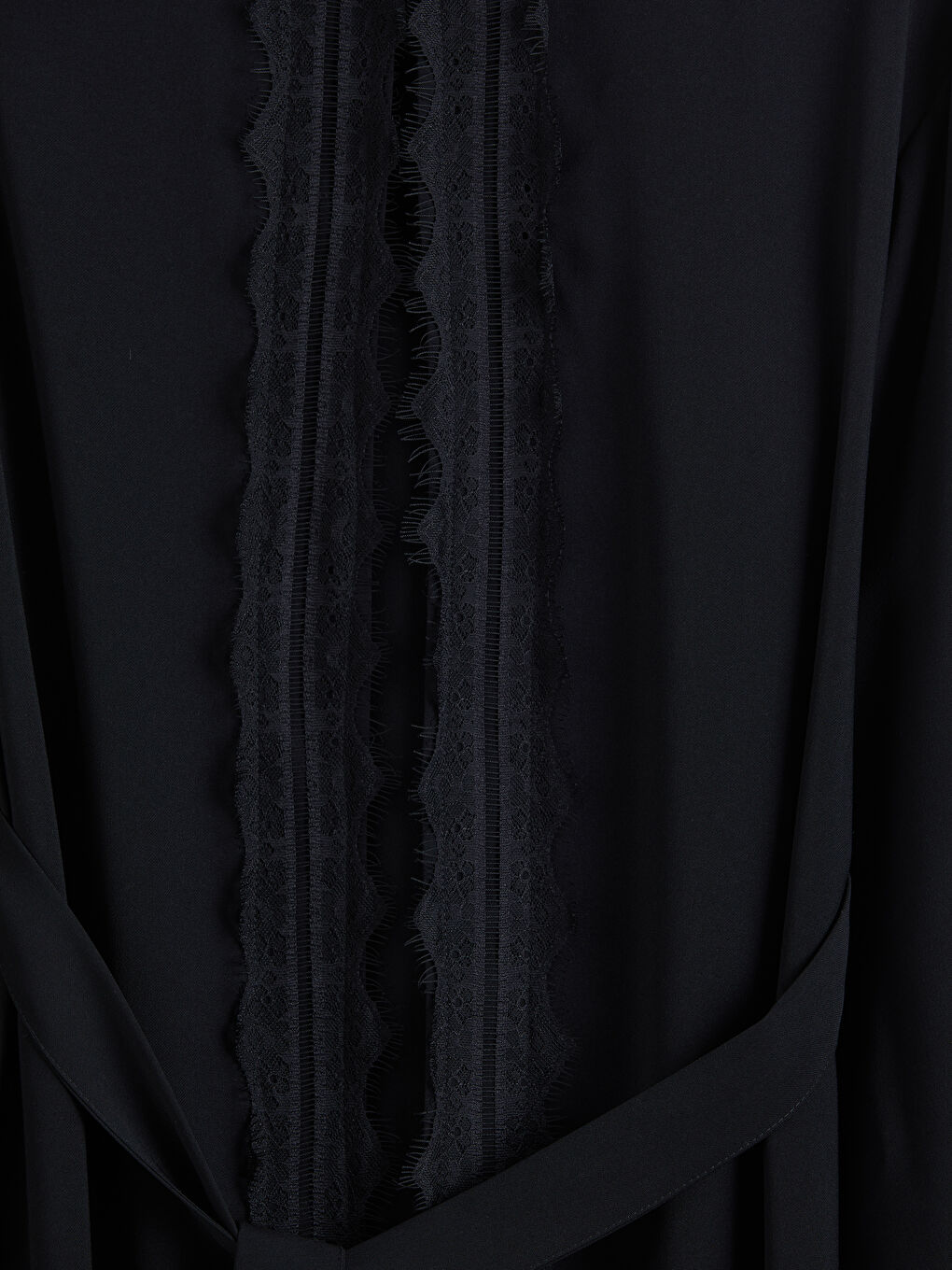 Siyah Bisiklet Yaka Krep Kadın Ferace-6