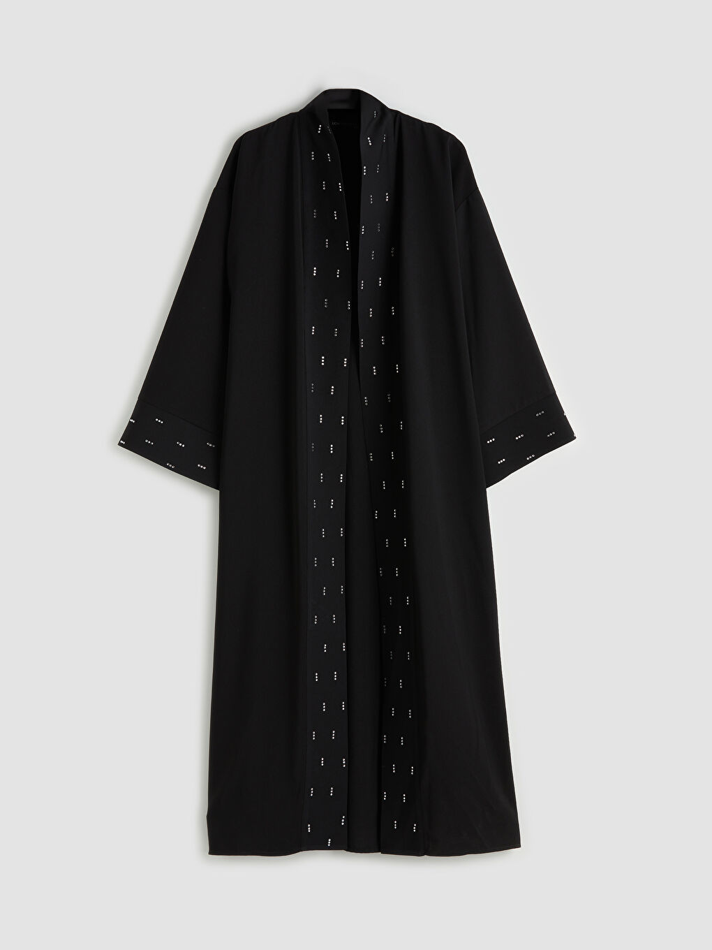Siyah Şal Yaka Taşlı Oversize Kadın Kimono-7