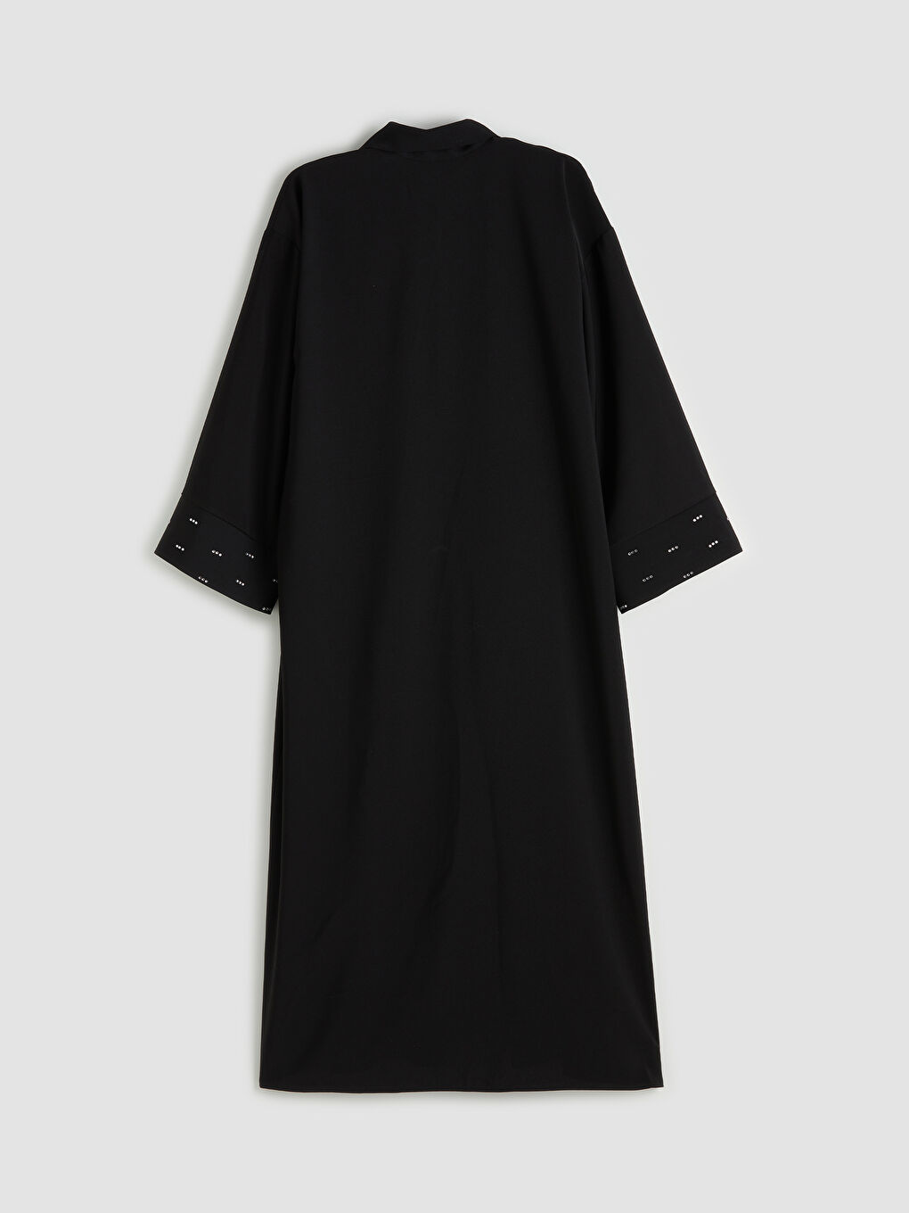 Siyah Şal Yaka Taşlı Oversize Kadın Kimono-8