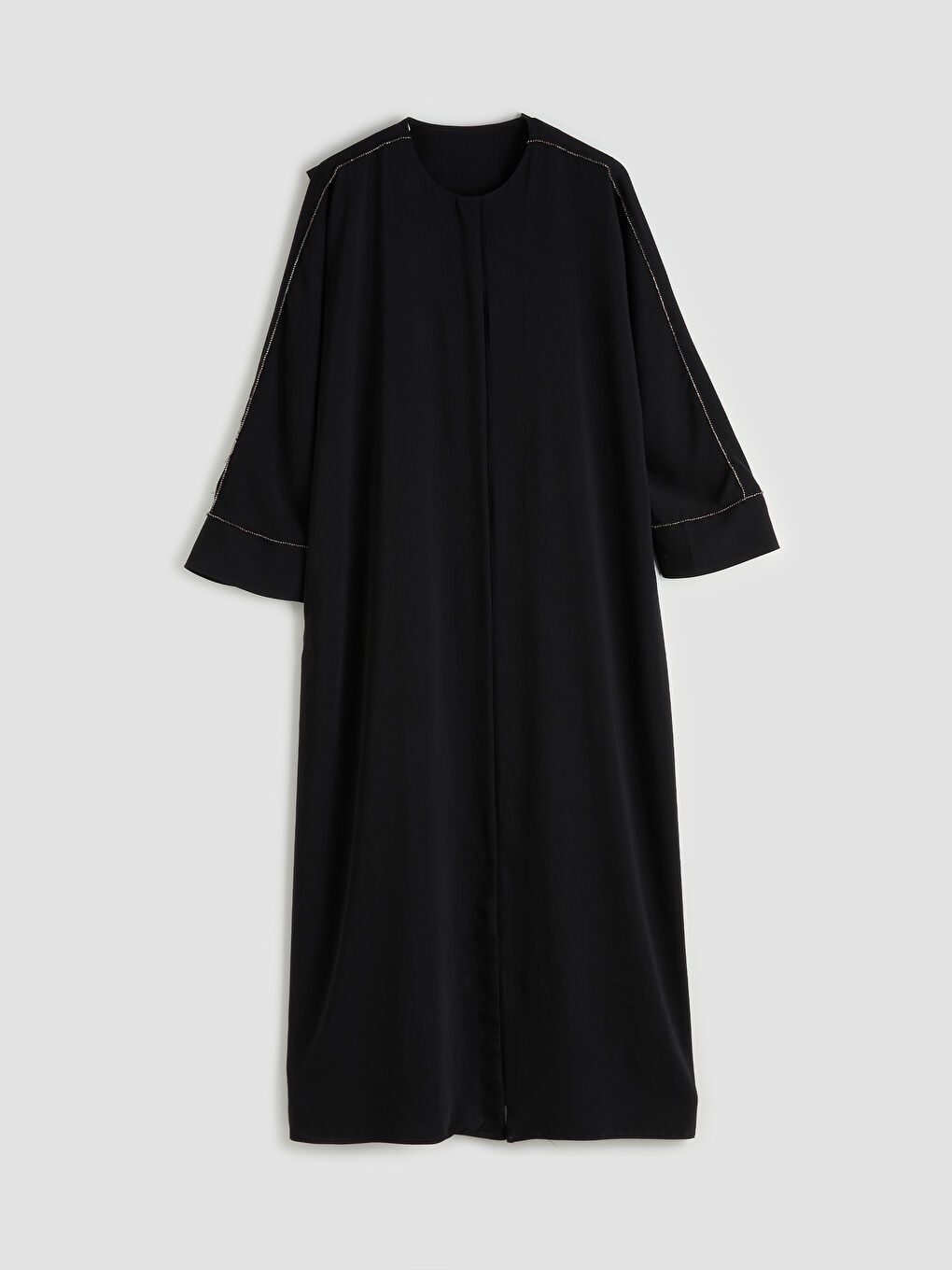 Lacivert Bisiklet Yaka Oversize Krep Kadın Ferace-3