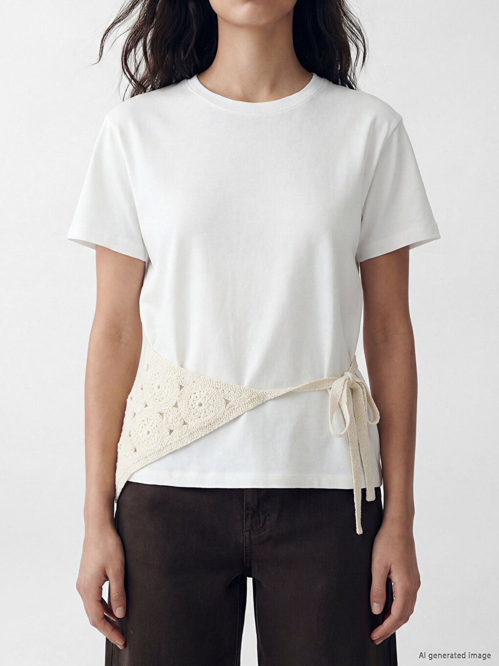 Shawl-Tied Crochet Detailed Blouse-2