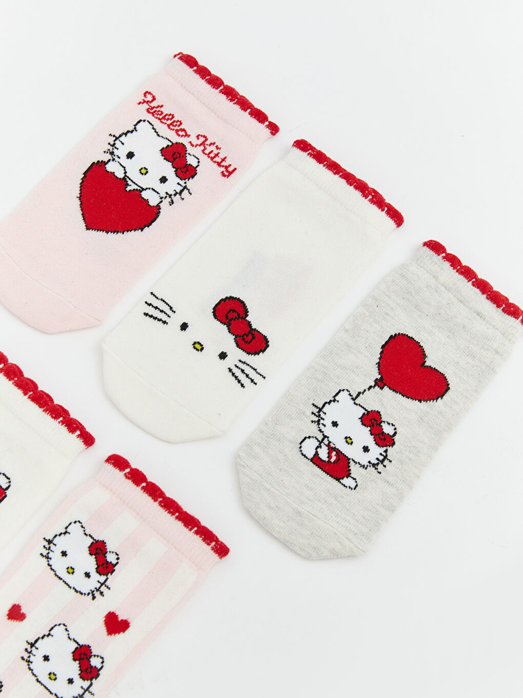 Pembe Hello Kitty Baskılı Kız Çocuk Patik Çorap 5'li-1
