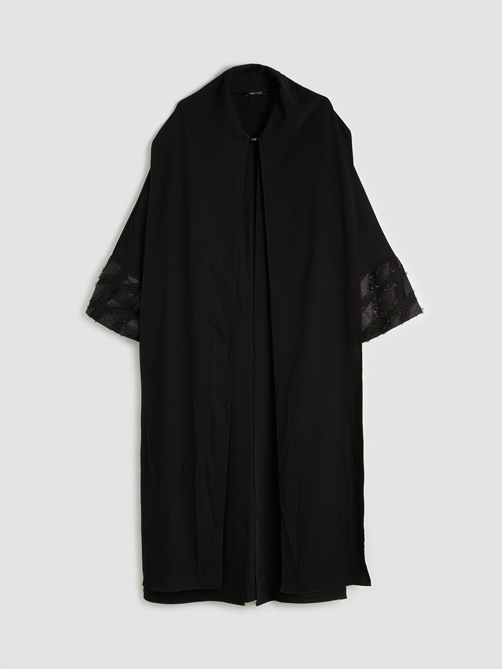 Siyah Desenli Krep Kadın Ferace ve Şal-4