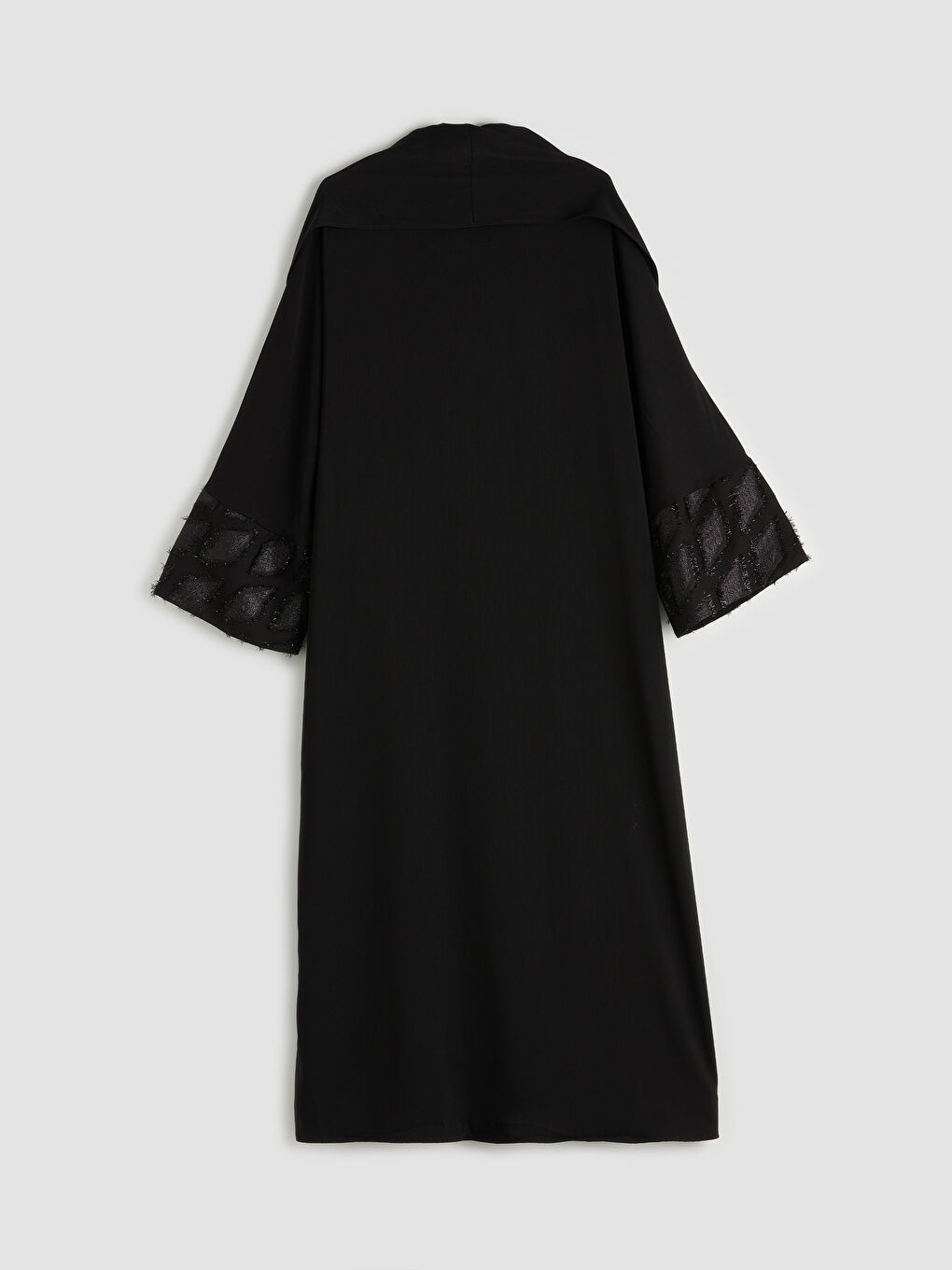 Siyah Desenli Krep Kadın Ferace ve Şal-5