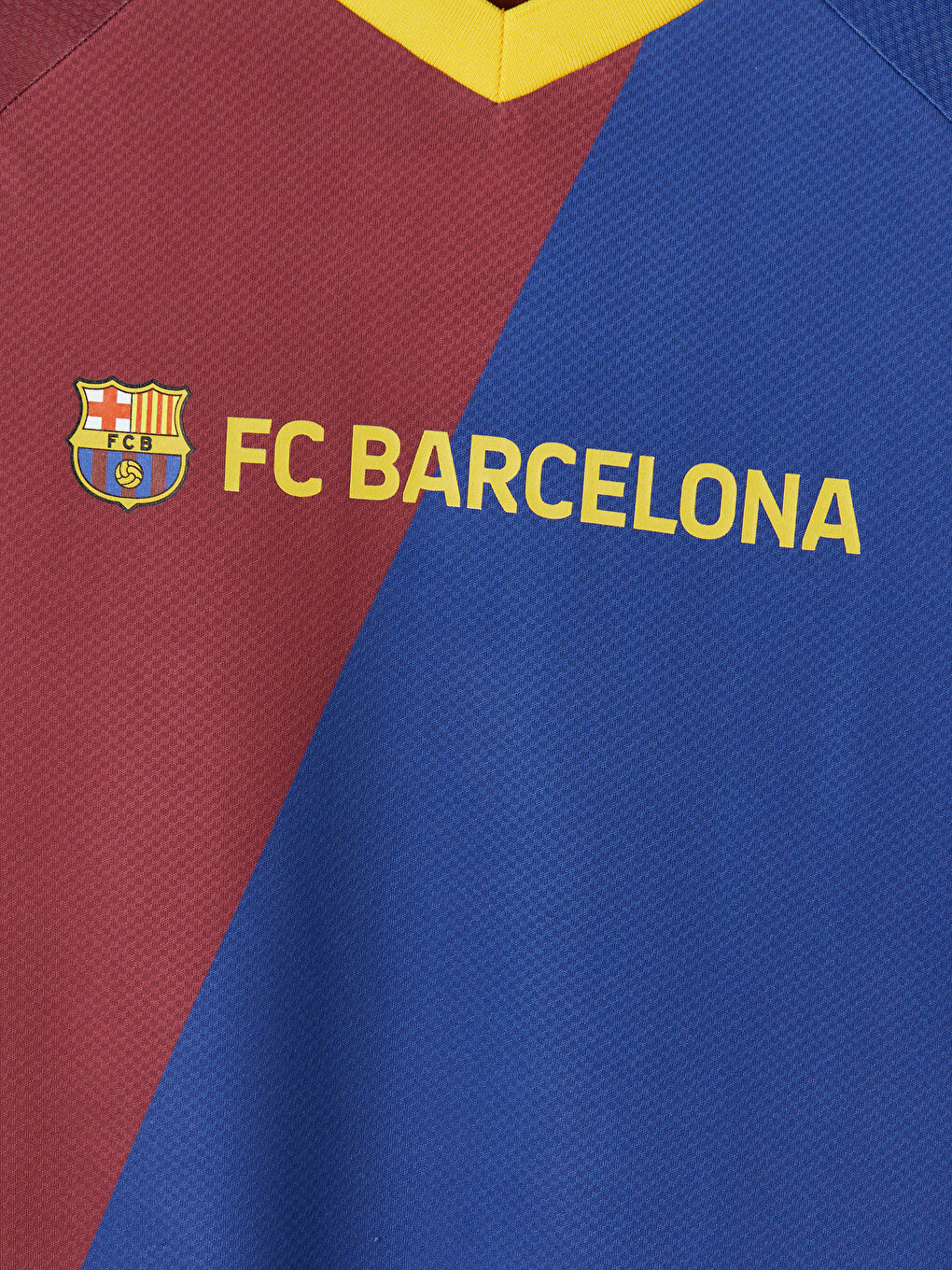 Mavi V Yaka Barcelona Baskılı Erkek Spor Tişört-2