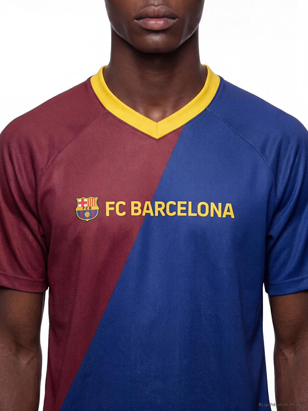 V Neck Barcelona Printed Men's Sports T-Shirt-2