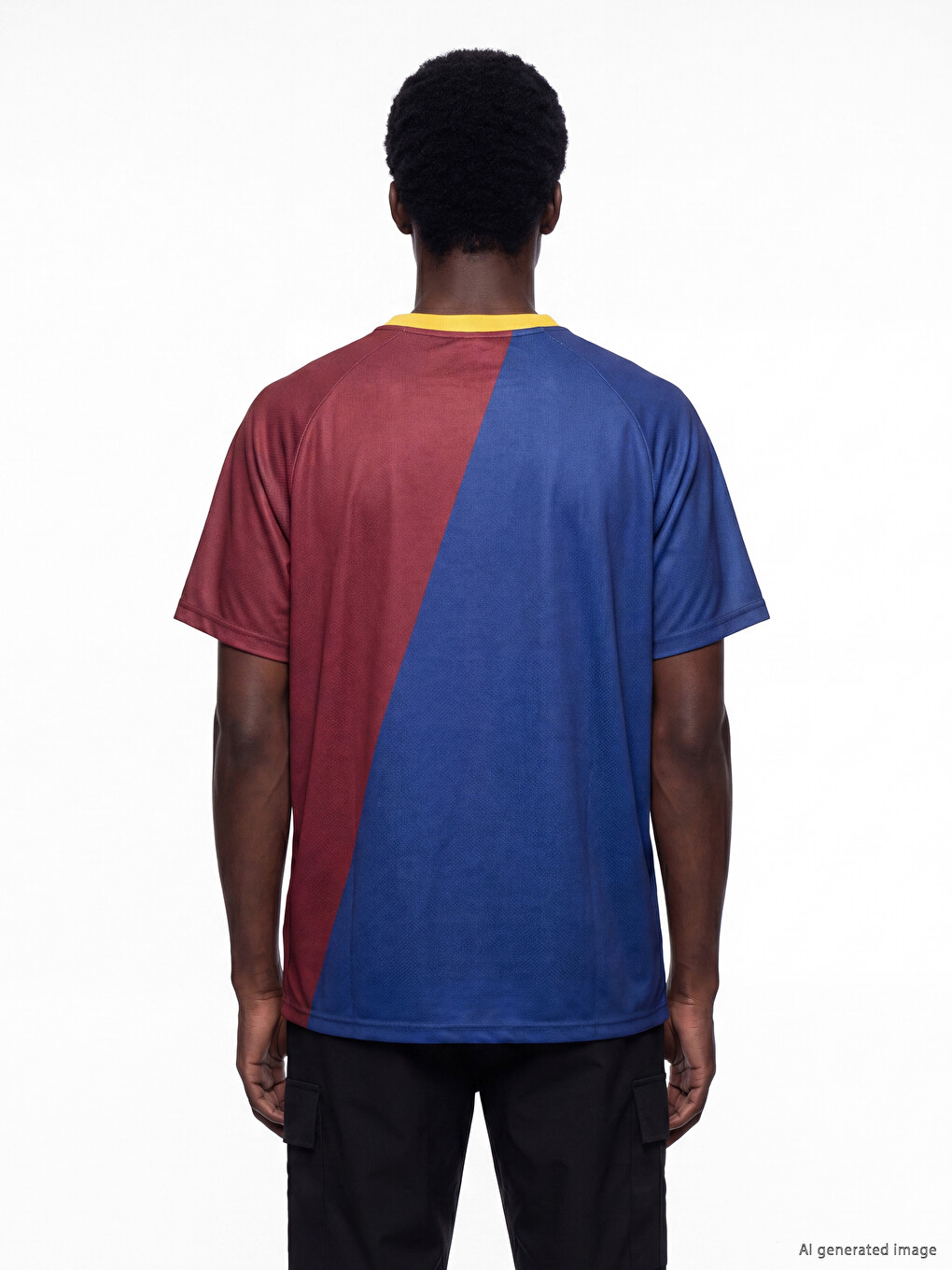 V Neck Barcelona Printed Men's Sports T-Shirt-3