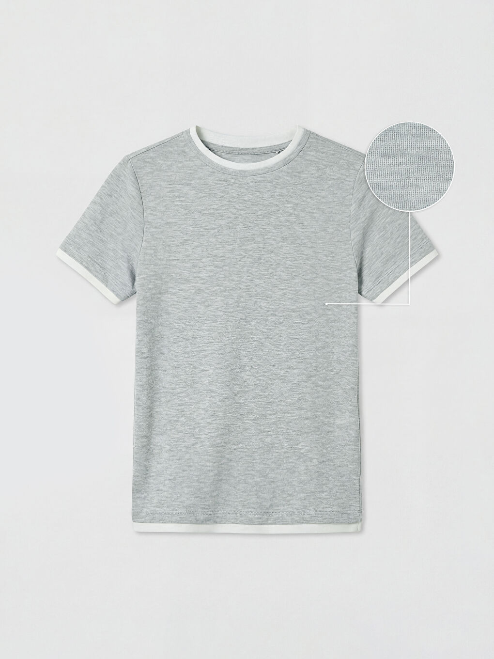 Gri Bisiklet Yaka Kadın Tişört