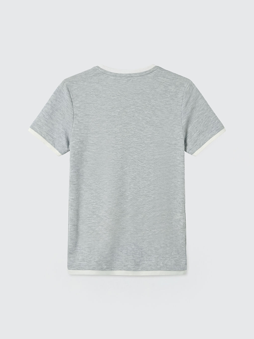 Gri Bisiklet Yaka Kadın Tişört-1