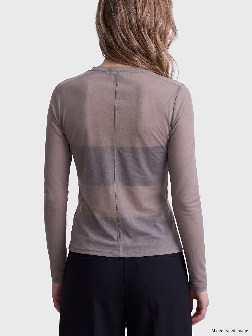 Rundhalsausschnitt Transparente Bluse-3