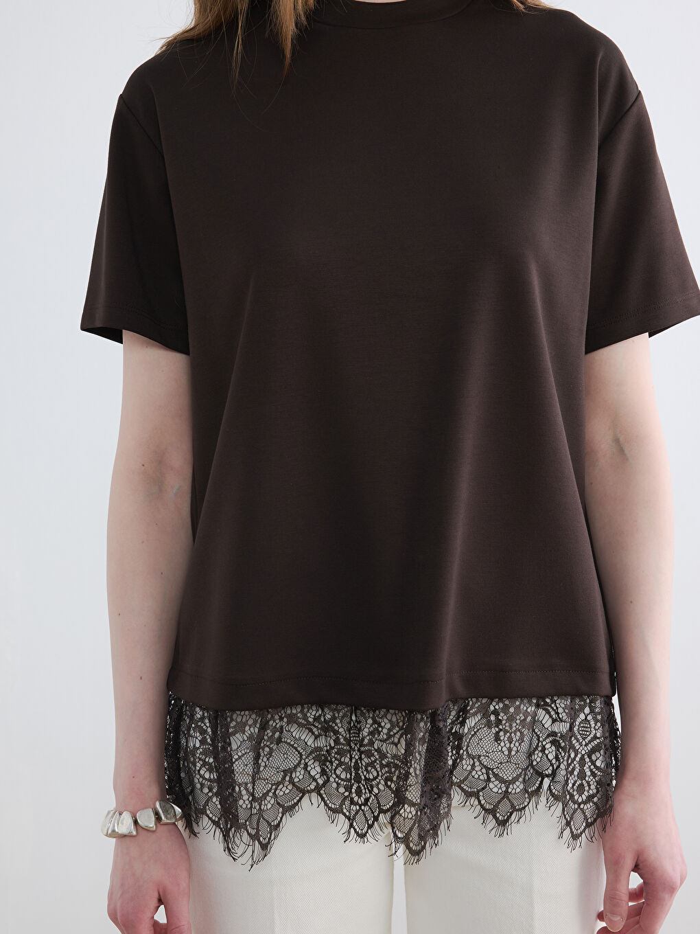 Lace Detailed Soft Touch Women's T-Shirt-2