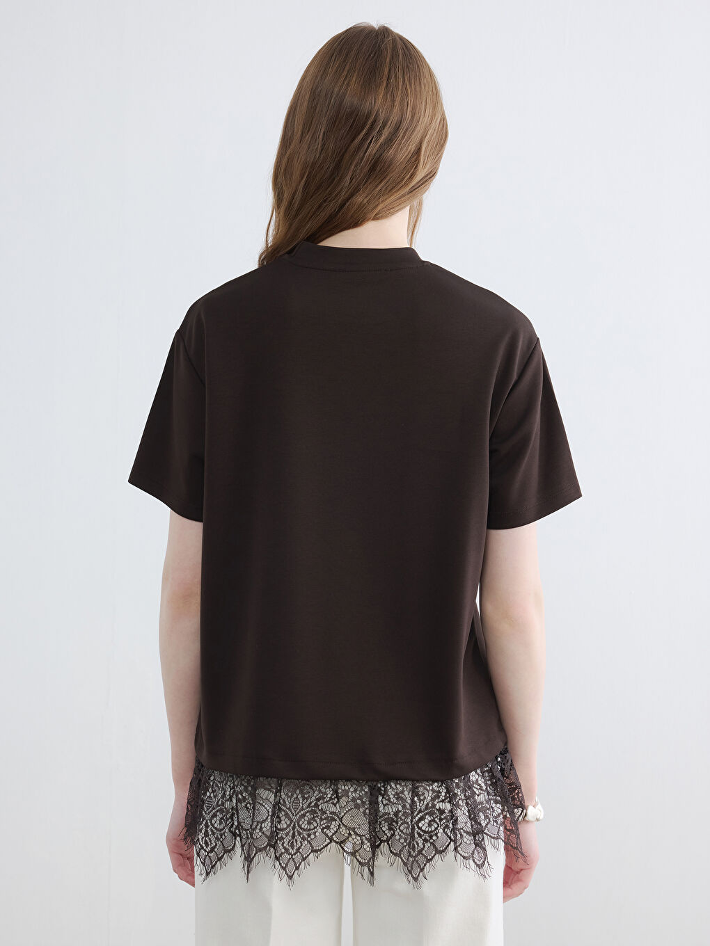 Lace Detailed Soft Touch Women's T-Shirt-3