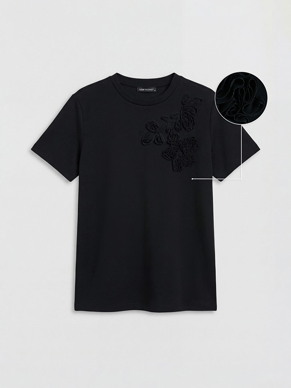 Siyah Nakışlı Soft Touch Kadın Tunik