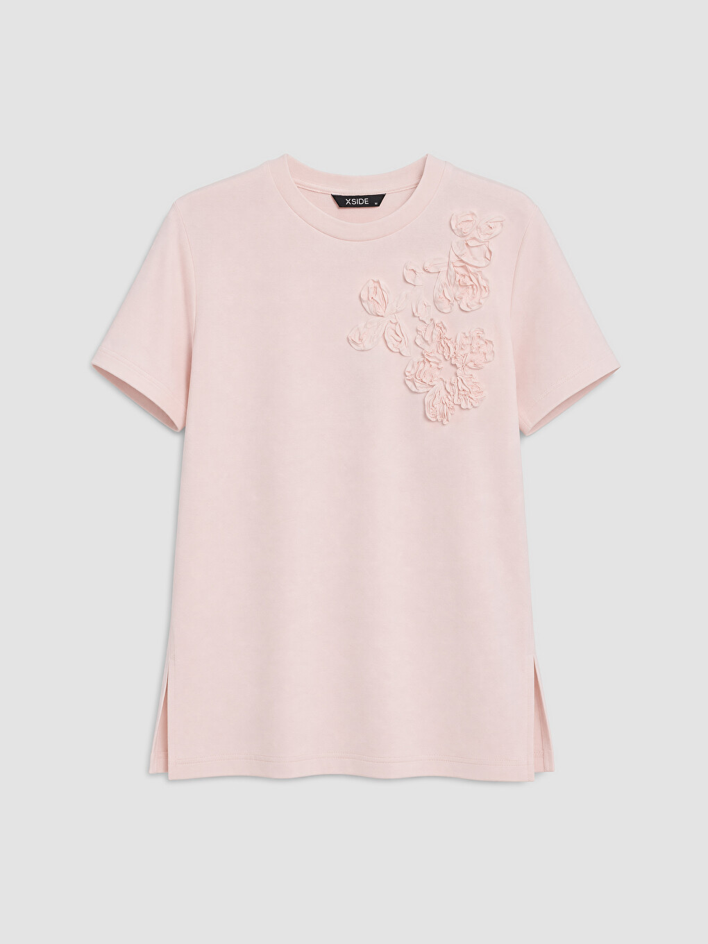Pembe Nakışlı Soft Touch Kadın Tişört