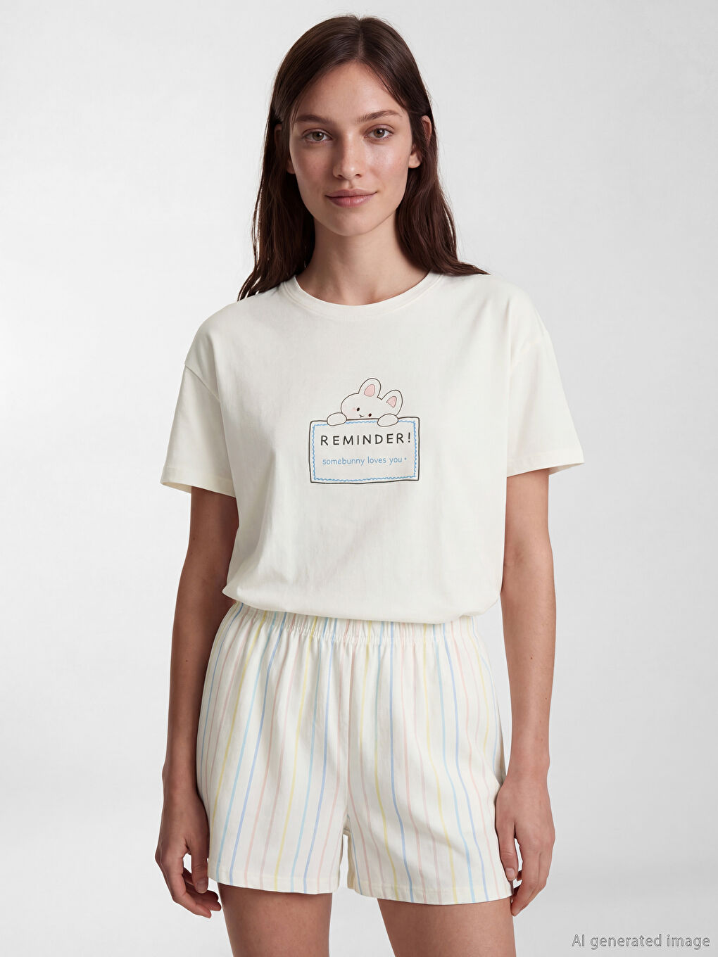 Bisiklet Yaka Baskılı Kadın Pijama Takımı