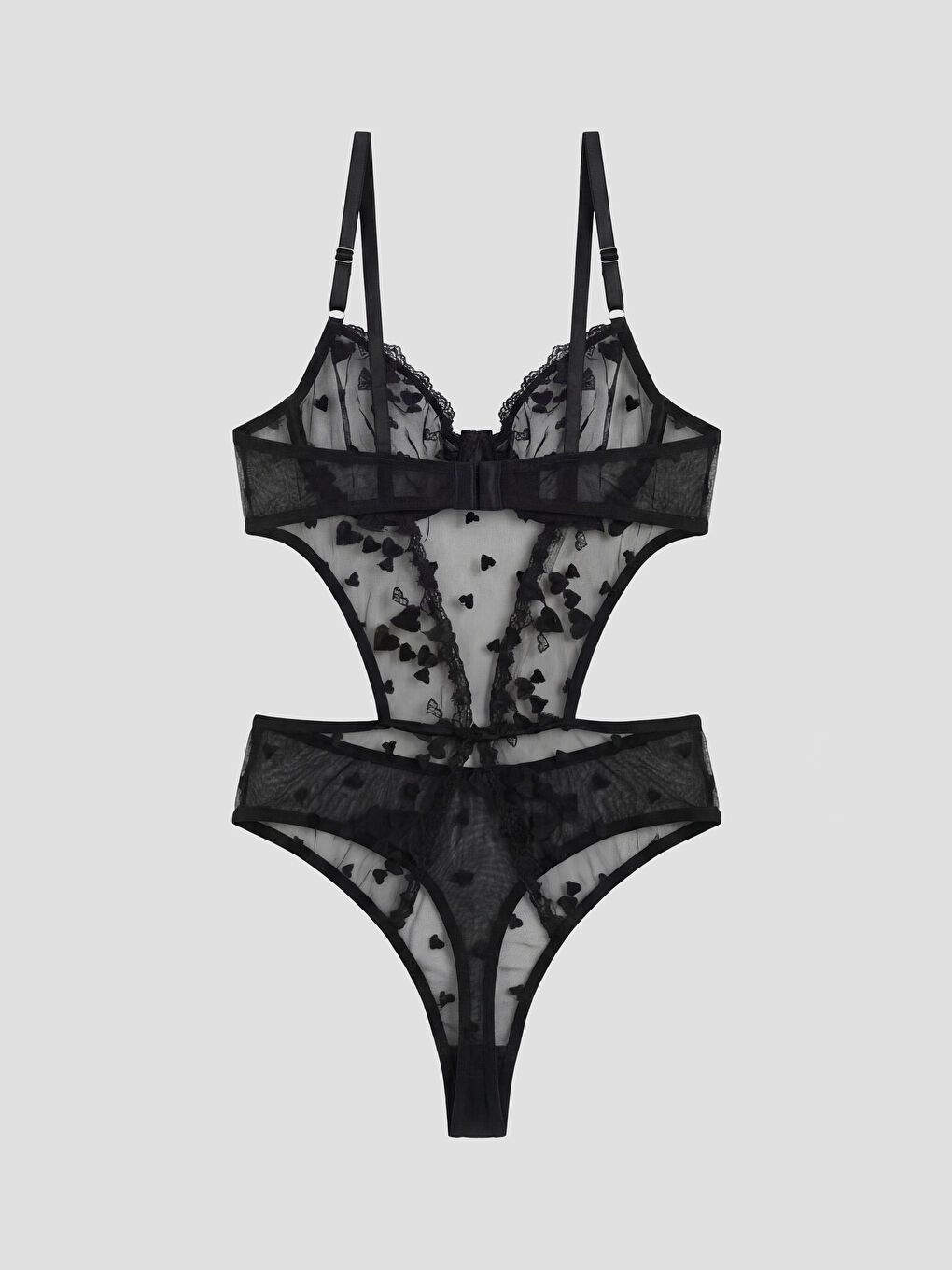 Siyah Balenli Kalp Desenli Fantezi Bodysuit

-1