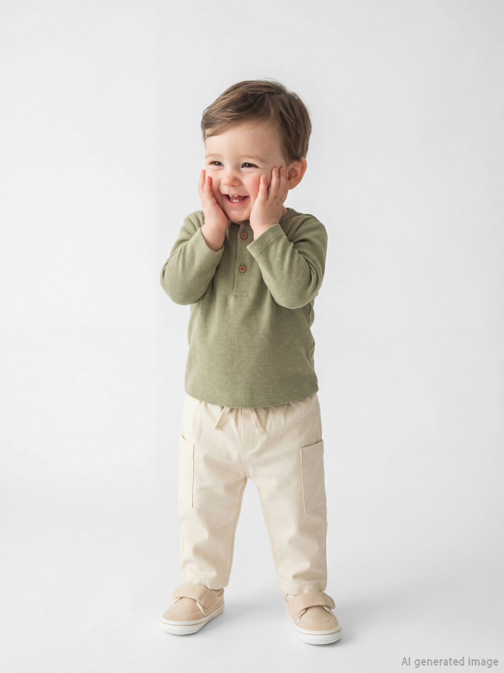 Haki Erkek Bebek Tişört ve Pantolon