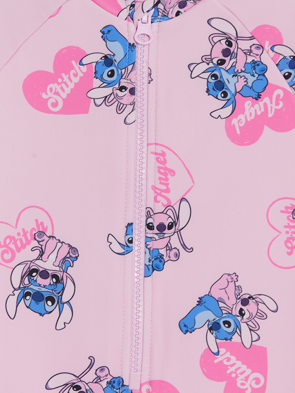 Pembe Stitch Baskılı Kız Çocuk Mayo-1