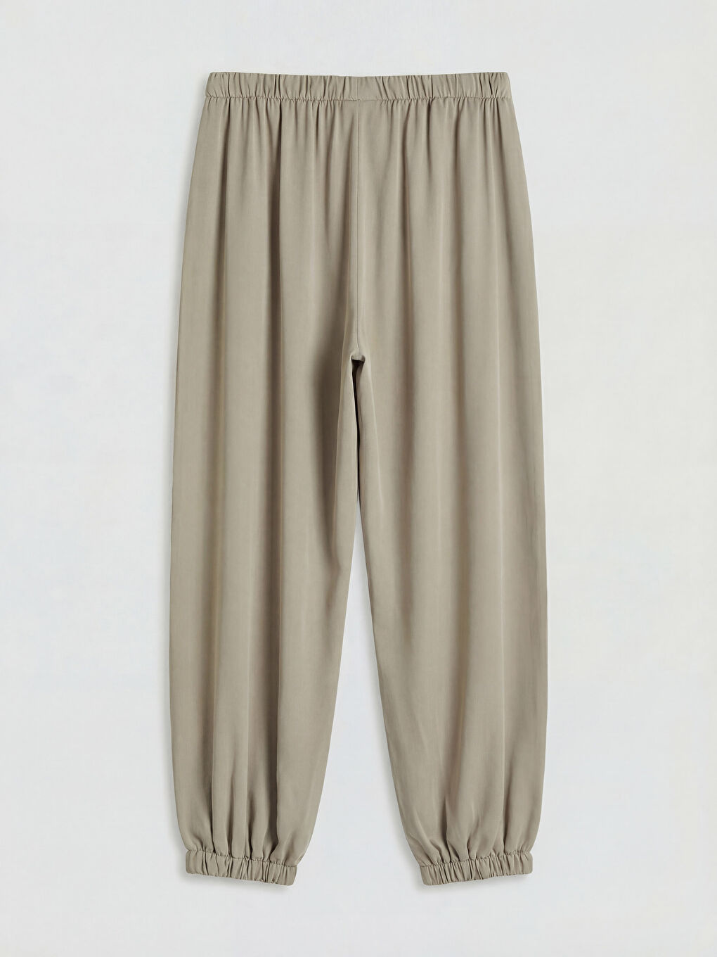 Bej Beli Lastikli Kadın Jogger Pantolon-1