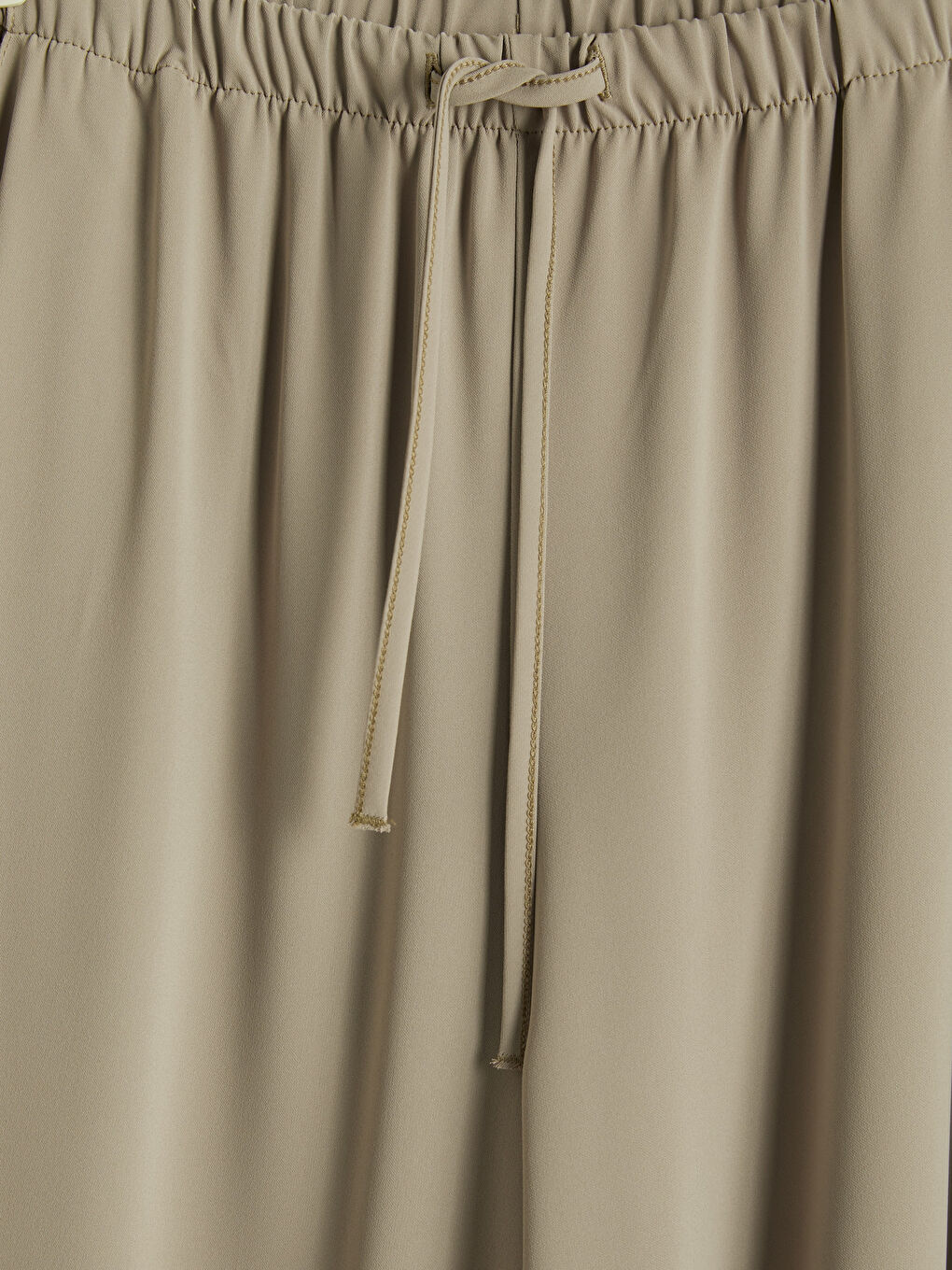 Bej Beli Lastikli Kadın Jogger Pantolon-2