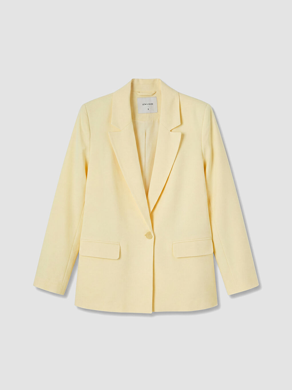 Sarı Keten Karışımlı Kadın Blazer Ceket